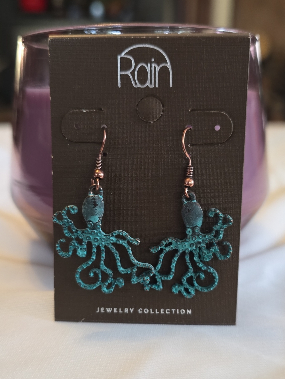 Rain Jewelry Collection Patina Octopus Dangle Earrings Boho Turquoise Verdigris